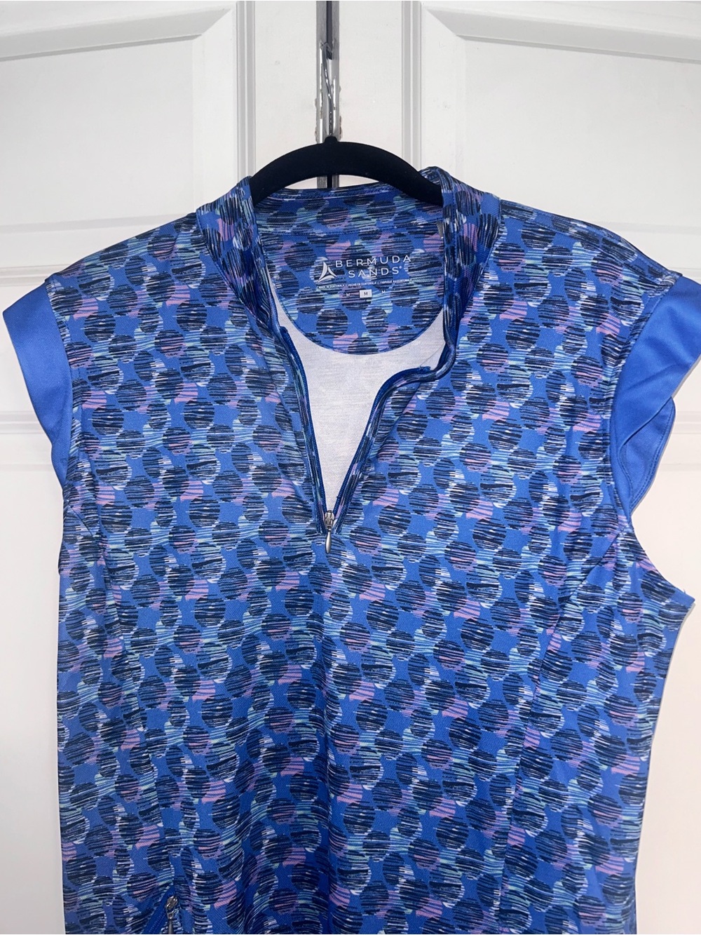 Bermuda Sands Blue Patterned Zip-Front Mini Dress - Picture 2 of 7